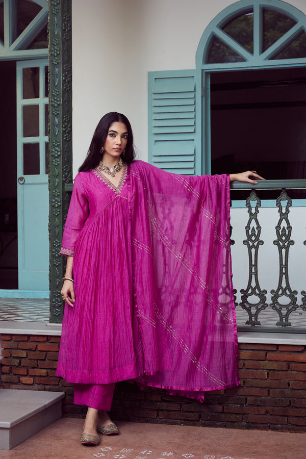 Chanderi Dupatta - Purple