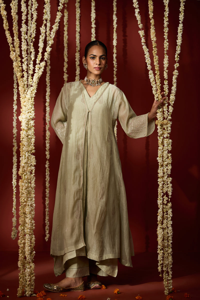 Chanderi Parallel - Green