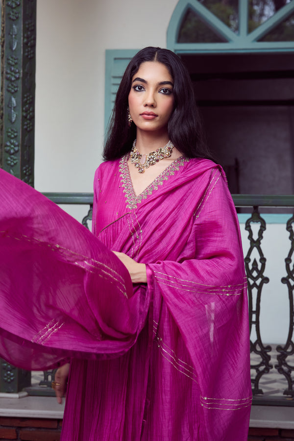Chanderi Dupatta - Purple