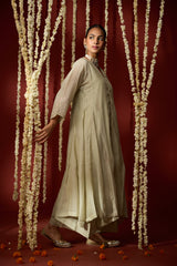 Chanderi Hand Embroidered Kurta - Green