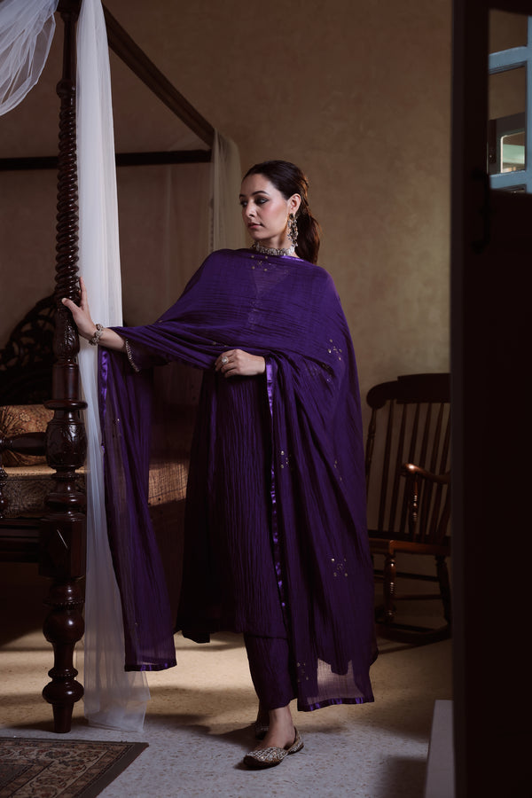 Chanderi Dupatta - Purple