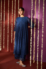 Chanderi Hand Embroidered Kurta - Blue