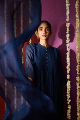 Cotton Kota Doria Dupatta - Blue