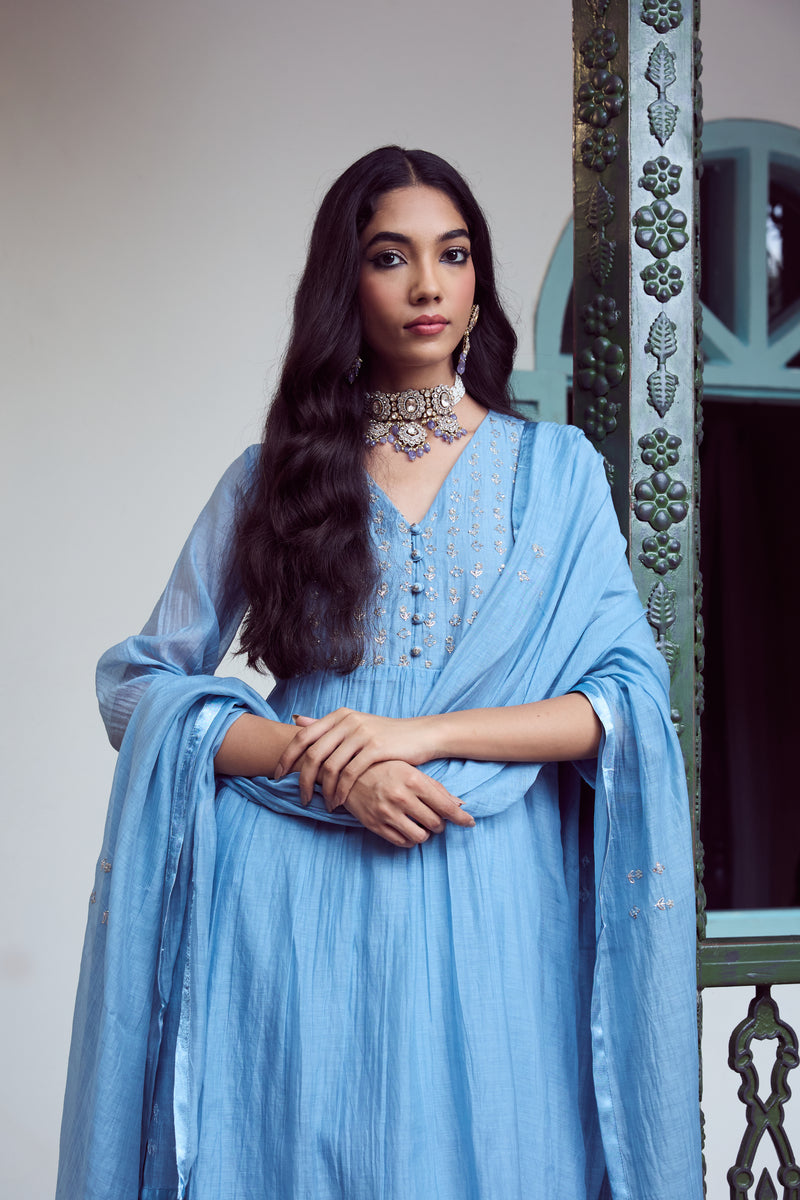 Chanderi Dupatta - Blue
