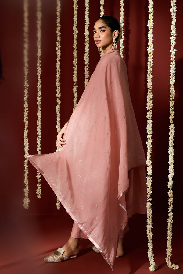 Chanderi Dupatta - Pink