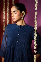 Chanderi Hand Embroidered Kurta - Blue