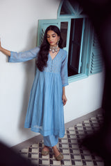 Chanderi Parallel - Blue