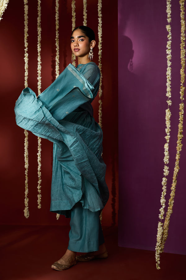 Chanderi Dupatta - Blue