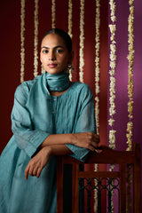 Cotton Kota Doria Dupatta - Blue