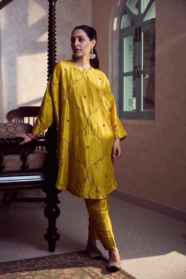 Dupion Silk Pant - Yellow