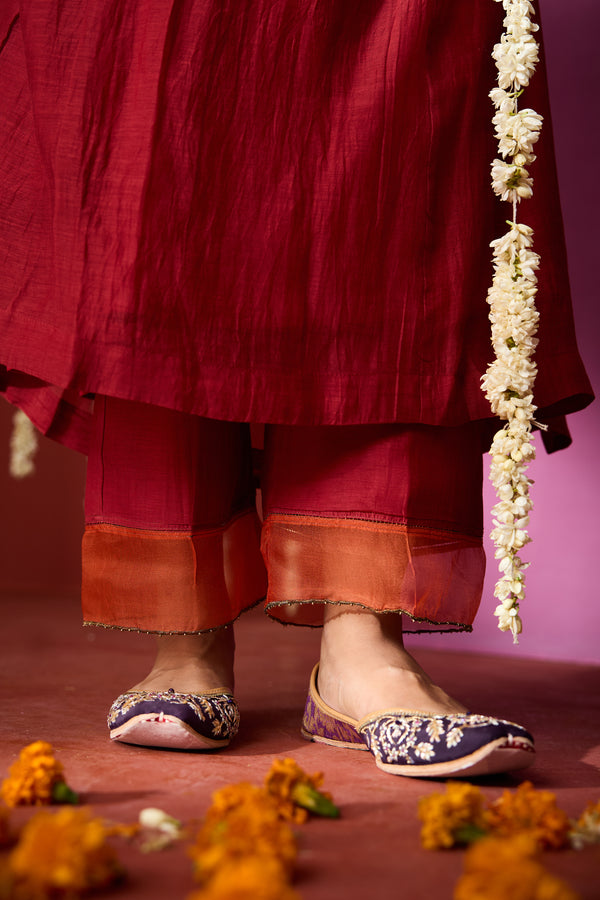 Chanderi Parallel - Red