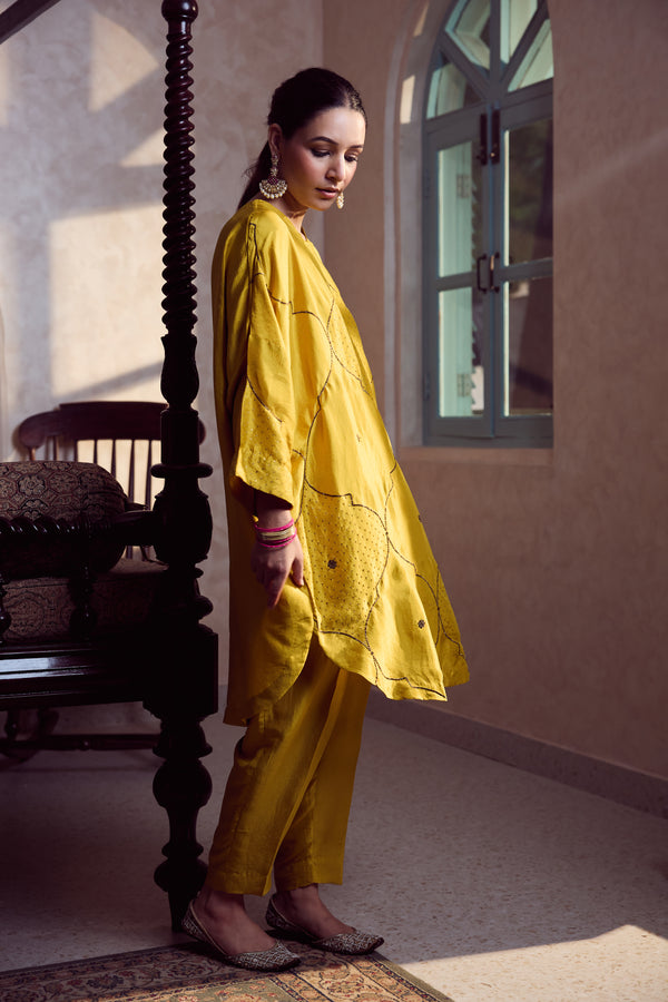 Dupion Silk Pant - Yellow