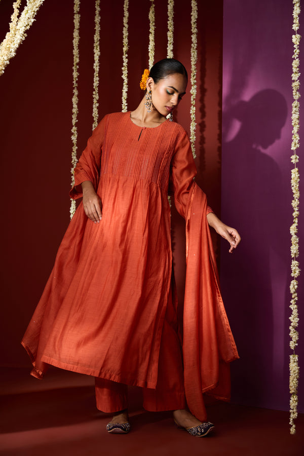 Chanderi Dupatta - Orange