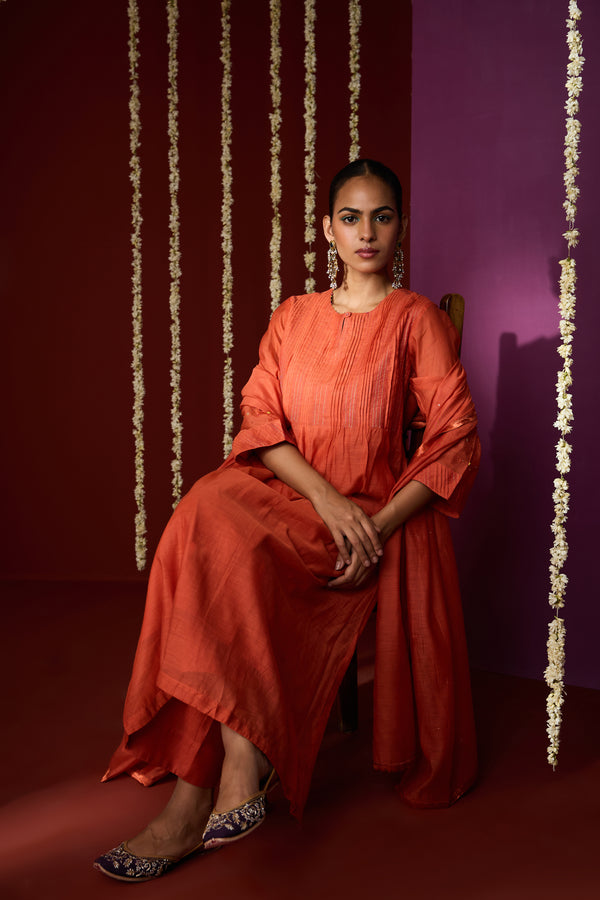 Chanderi Dupatta - Orange