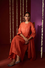 Chanderi Parallel - Orange