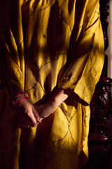 Dupion Silk Hand Embroidered Tunic - Yellow