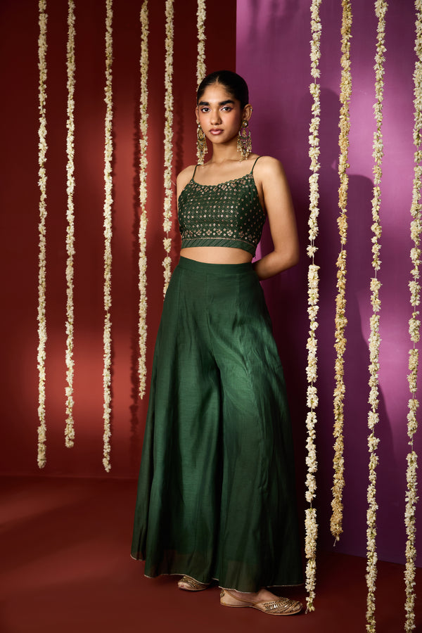Chanderi Cape Top with Parallel - Green