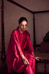 Dupion Silk Hand Embroidered Tunic - Pink