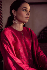 Dupion Silk Hand Embroidered Tunic - Pink