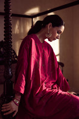 Dupion Silk Hand Embroidered Tunic - Pink