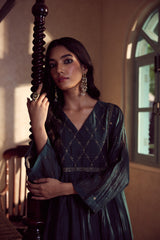 Chanderi Embroidered Kurta - Green