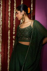 Chanderi Cape Top with Parallel - Green