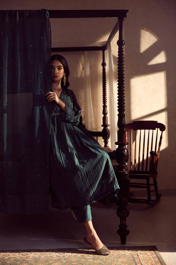 Chanderi Parallel - Green