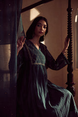 Chanderi Embroidered Kurta - Green