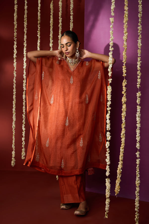 Chanderi Parallel - Orange