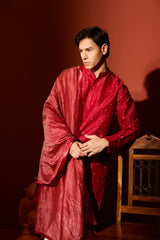 Tissue Dupatta - Maroon