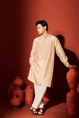 Silk Hand Embroidered Kurta - White
