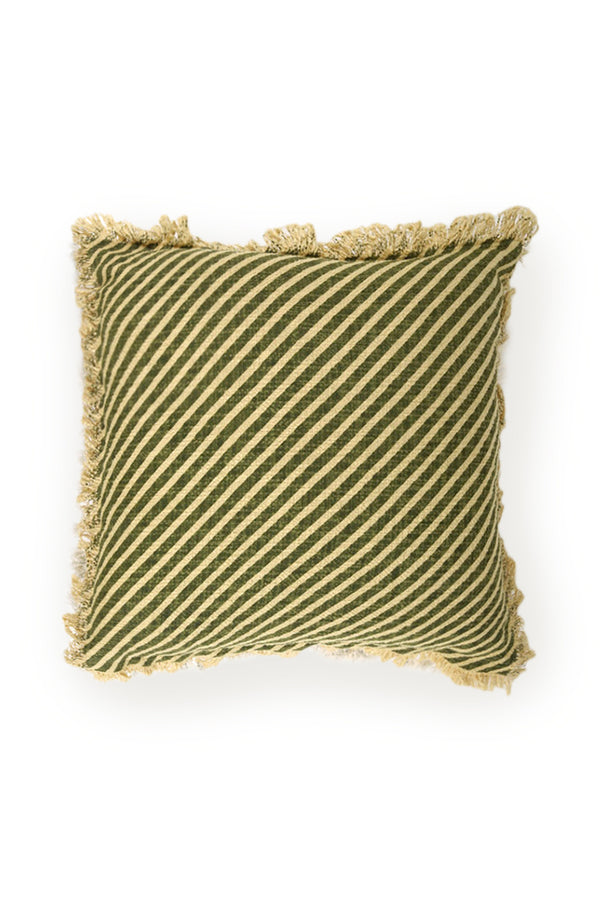 Cotton Screen Printed Cushion - Olive