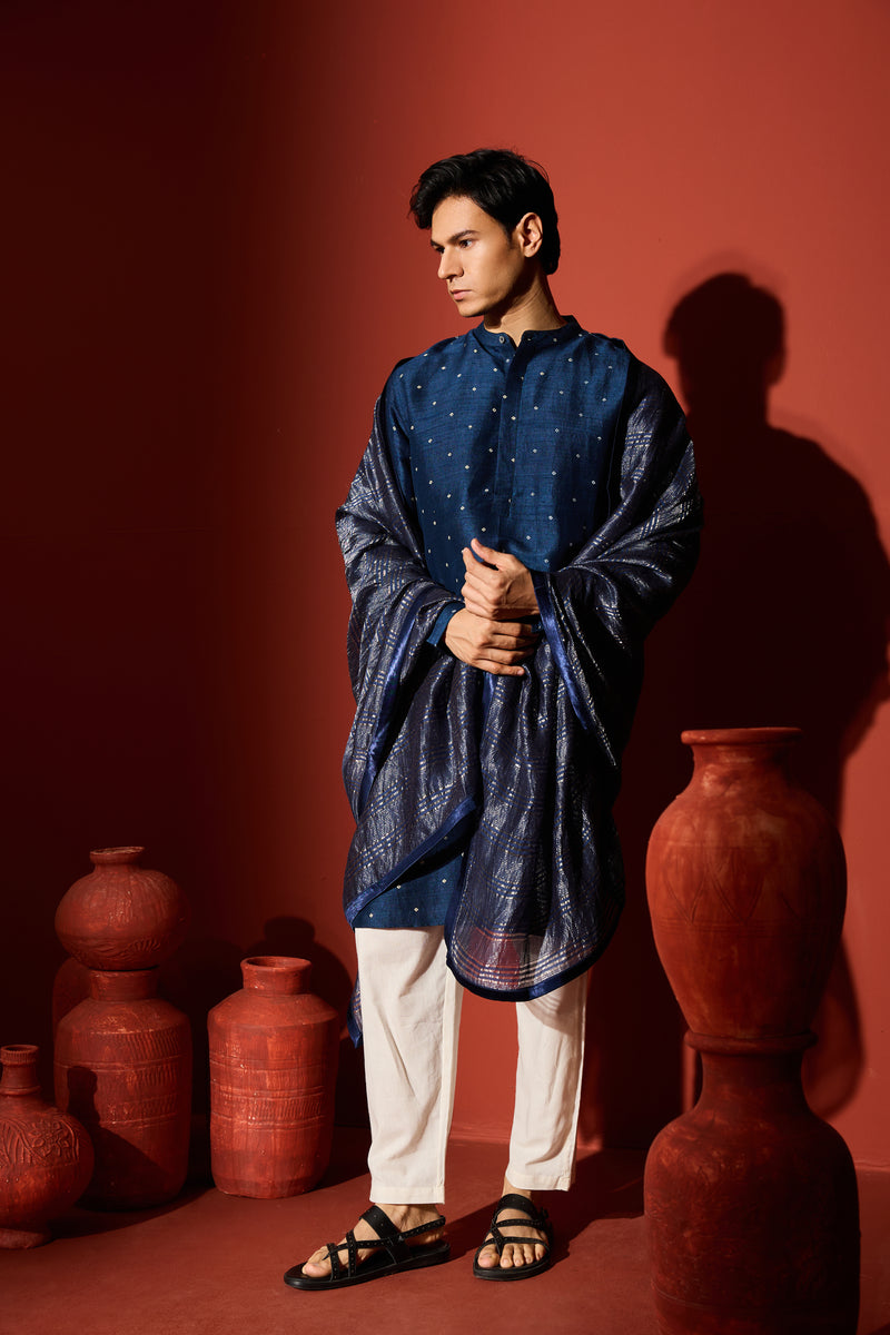 Tissue Dupatta - Blue