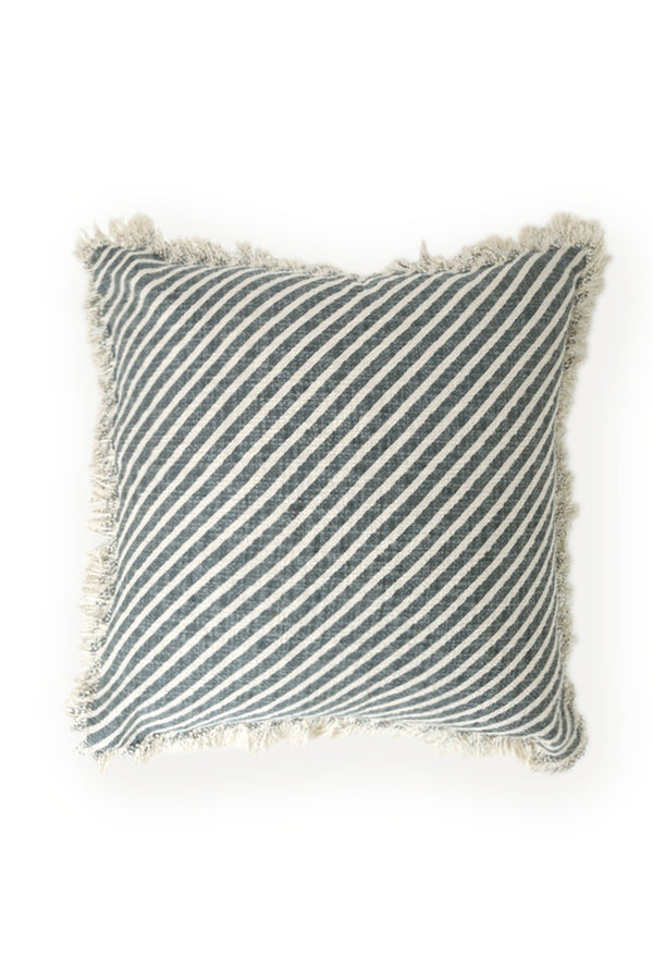 Cotton Screen Printed Cushion - Beige and Blue