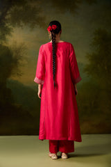 Dupion Silk Hand Embroidered Kurta - Pink