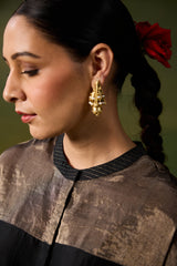 Dupion Silk Hand Embroidered Tunic - Black