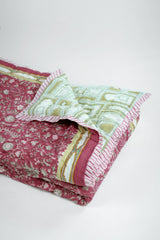 Cotton Hand Block Printed Quilt - Red