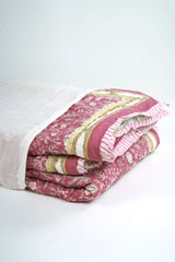 Cotton Hand Block Printed Quilt - Red