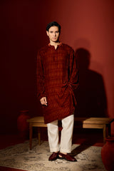 Velvet Printed Kurta - Maroon