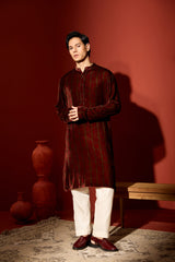 Velvet Printed Kurta - Green