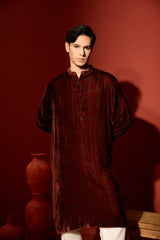 Velvet Printed Kurta - Green