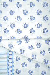 Cotton Block Print Bedsheet - White