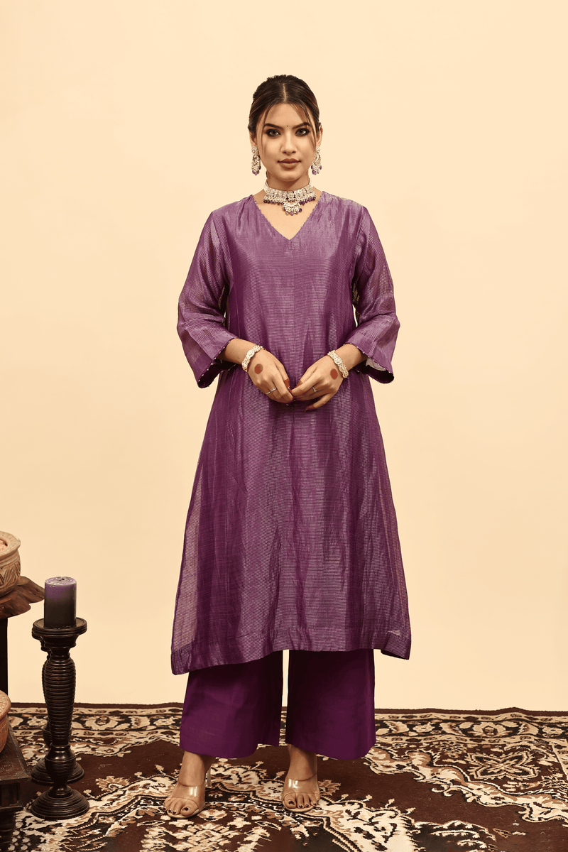 Chanderi Parallel - Purple