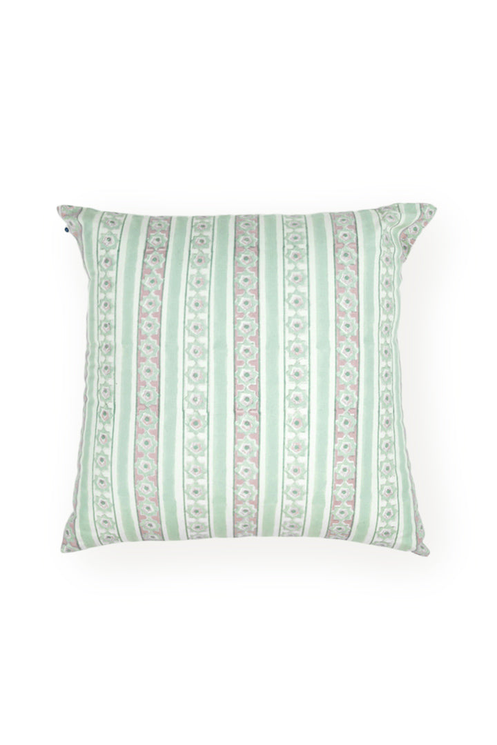 Cotton Handblock Printed Cushion - Light Green