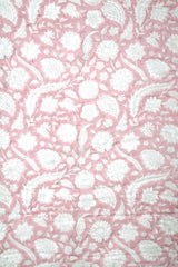Cotton Hand Block Printed Quilt - Pink