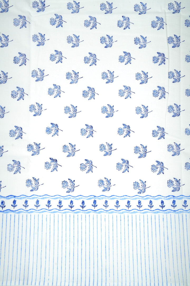 Cotton Block Print Bedsheet - White