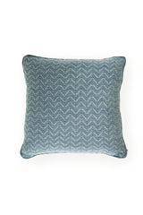 Cotton Jacquard Chevroned Cushion - Blue