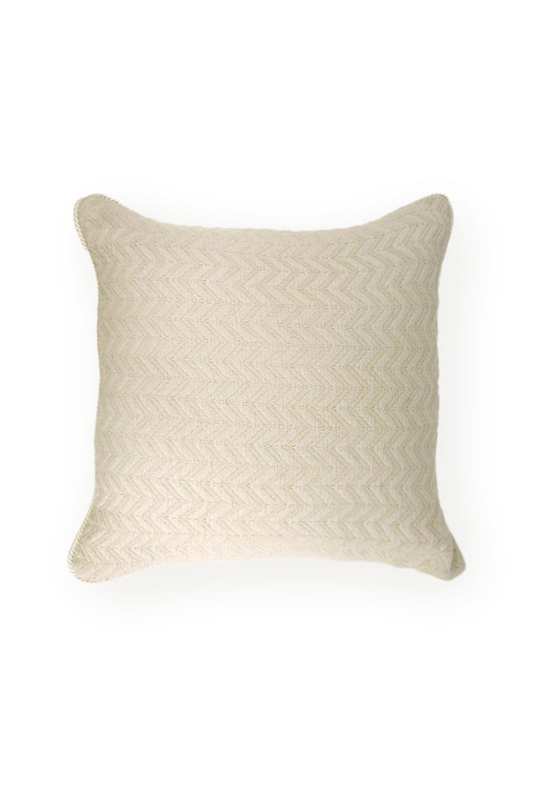 Cotton Jacquard Chevroned Cushion - Beige
