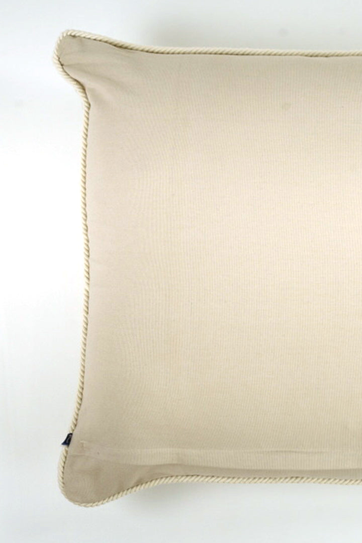 Cotton Jacquard Chevroned Cushion - Beige