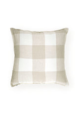 Linen Wide checkered Cushion- Beige & White